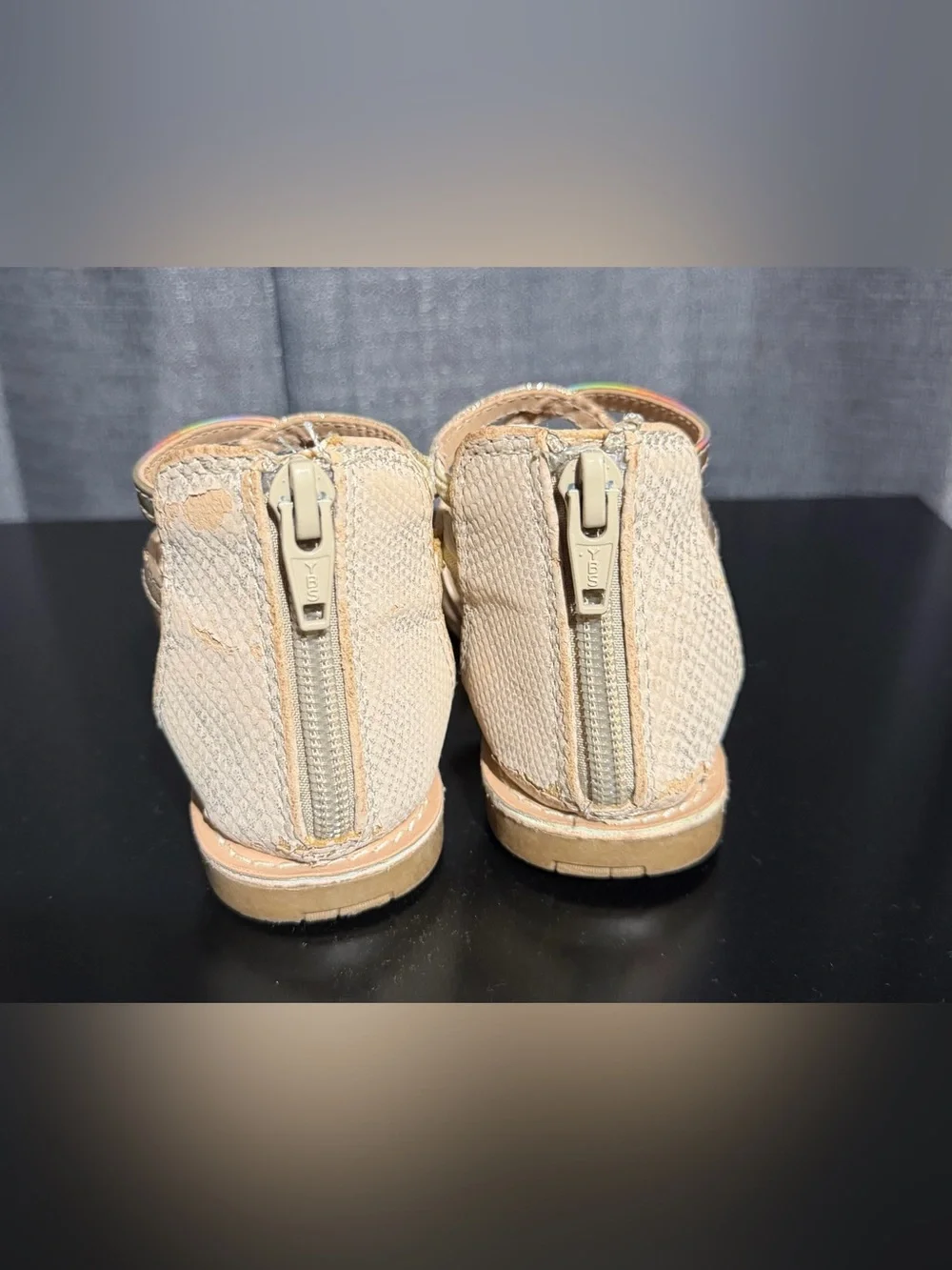 Cat & Jack Girls' Nude Sandals with Holographic Straps